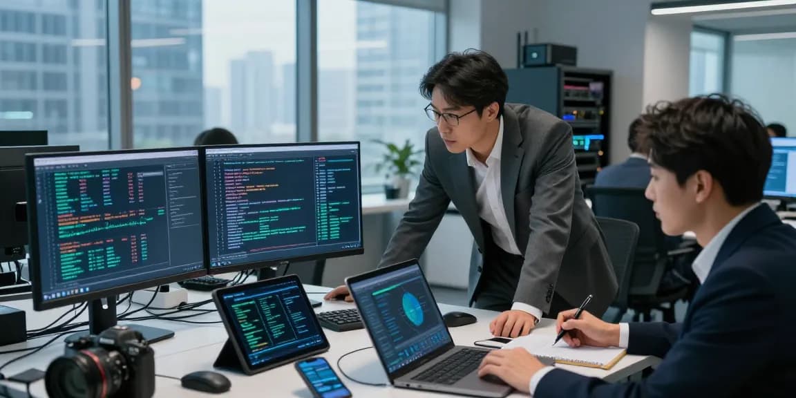 Investigative team working to recover stolen cryptocurrency with data analytics tools in a modern office.