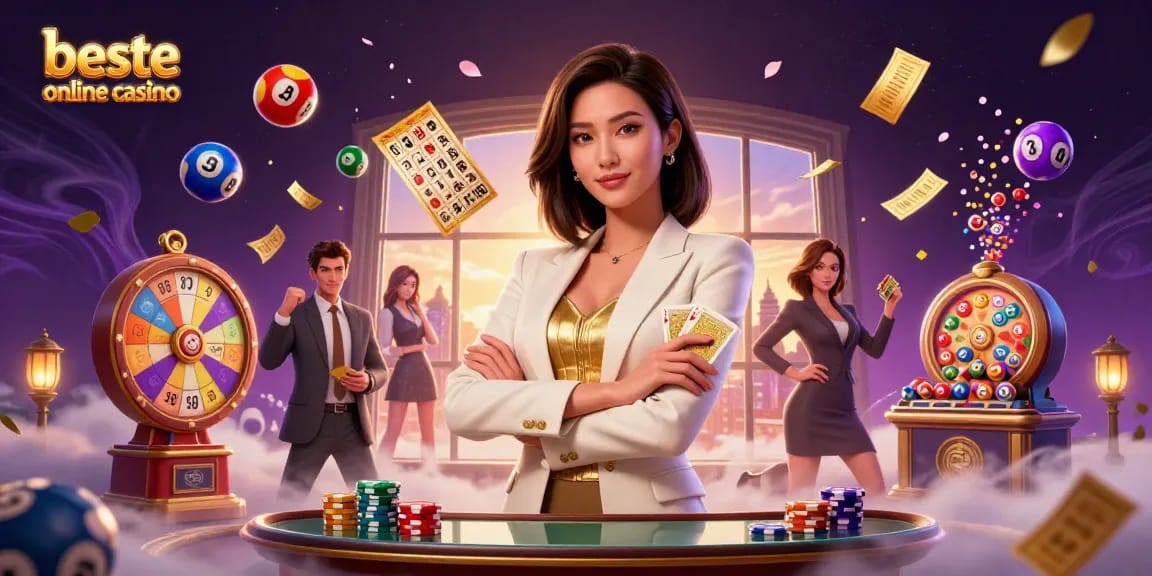 Experience the excitement of beste online casino with vibrant lottery elements in a luxurious casino setting.