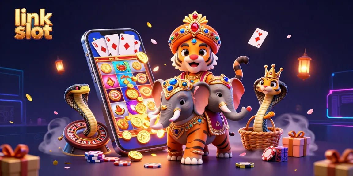 Experience the excitement of link slot gaming with vibrant characters, dynamic game elements, and colorful casino visuals.