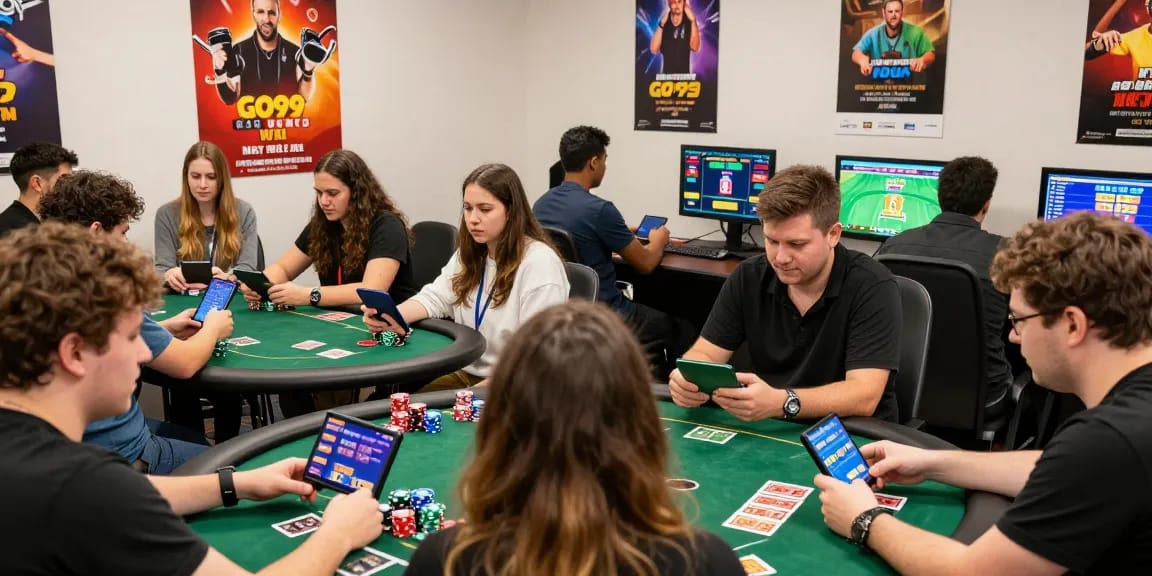 Engaged players enjoying diverse games at GO99's dynamic online gaming environment, showcasing excitement and community spirit.