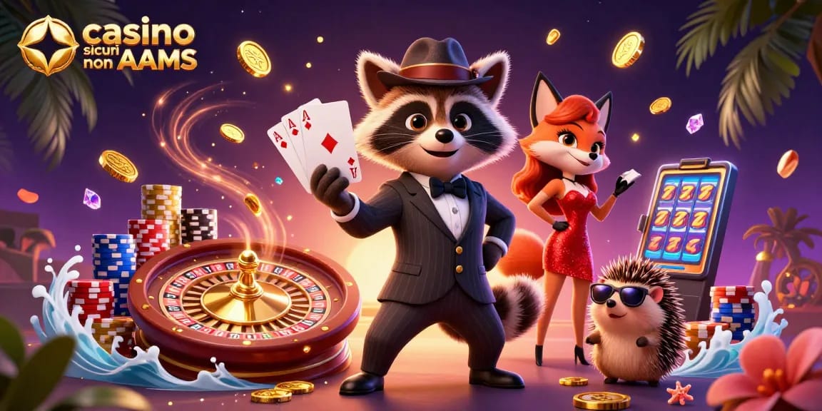 Vivi un'esperienza di gioco emozionante con casino sicuri non AAMS, con un elegante procione e vivaci elementi di gioco.