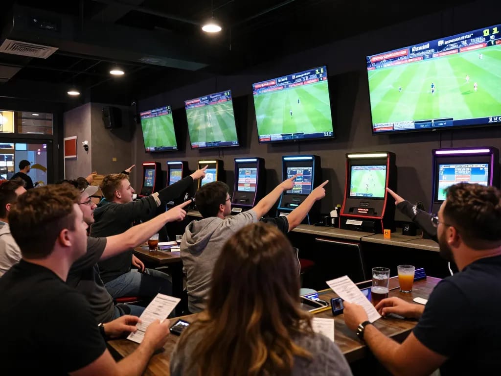 Betting on soccer tips while engaged in a lively sports bar atmosphere