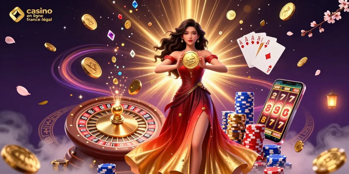Découvrez le plaisir de gagner au casino en ligne France légal avec une illustration vibrante d'une scène de jeu.