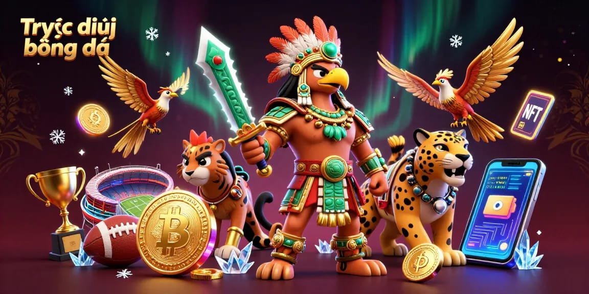 Catch the excitement of Trực tiếp bóng đá with dynamic visuals of warriors and football betting elements.