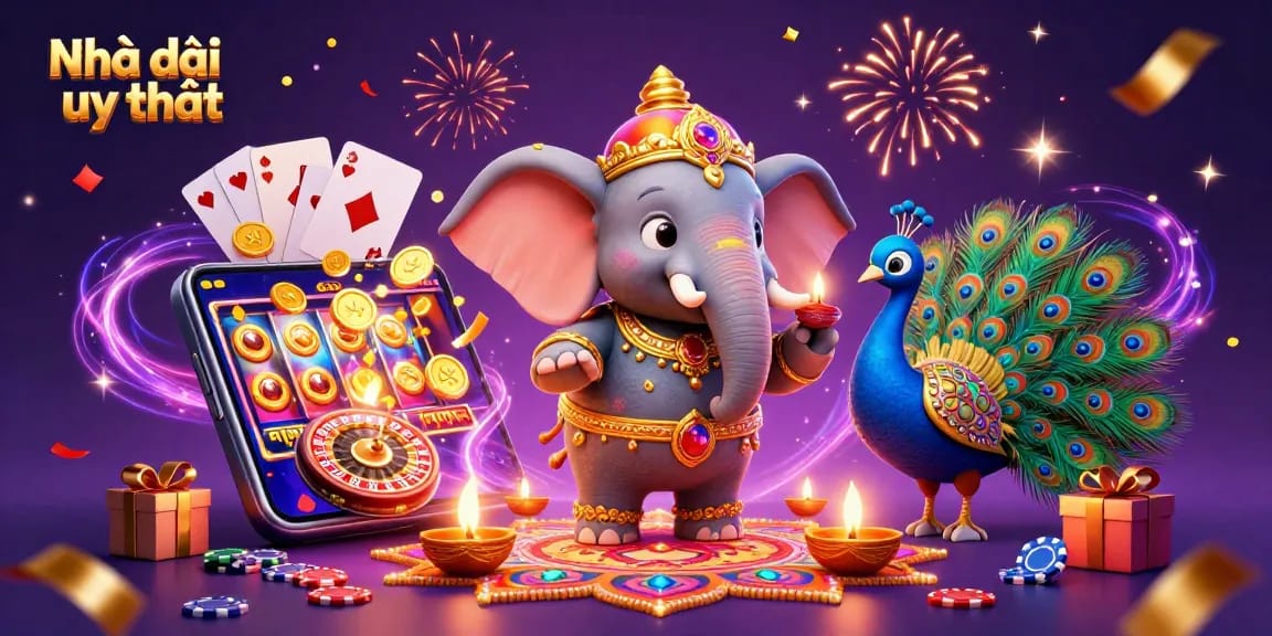 Engage in thrilling games at Nhà cái uy tín with vibrant 3D illustrations showcasing electronic gambling elements.