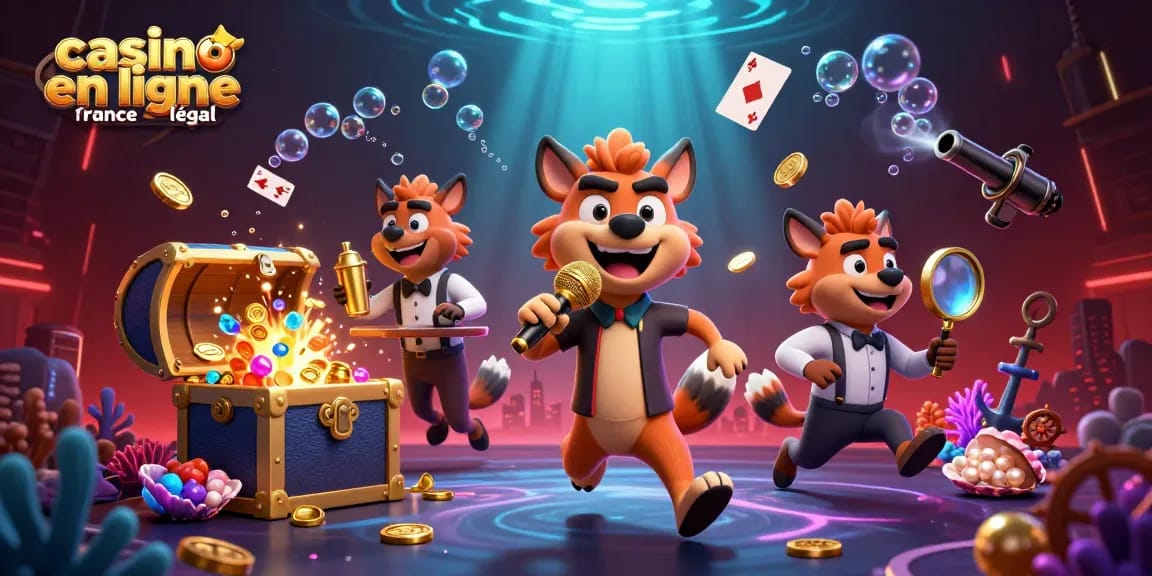 Découvrez les casinos en ligne France légal avec une illustration dynamique de hyènes en action.
