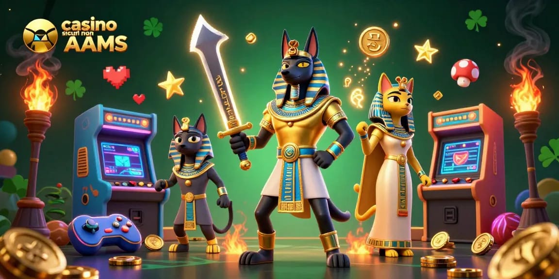 Esplora azioni di gioco vibranti nei casinò sicuri non AAMS con personaggi antichi ed elementi arcade colorati.