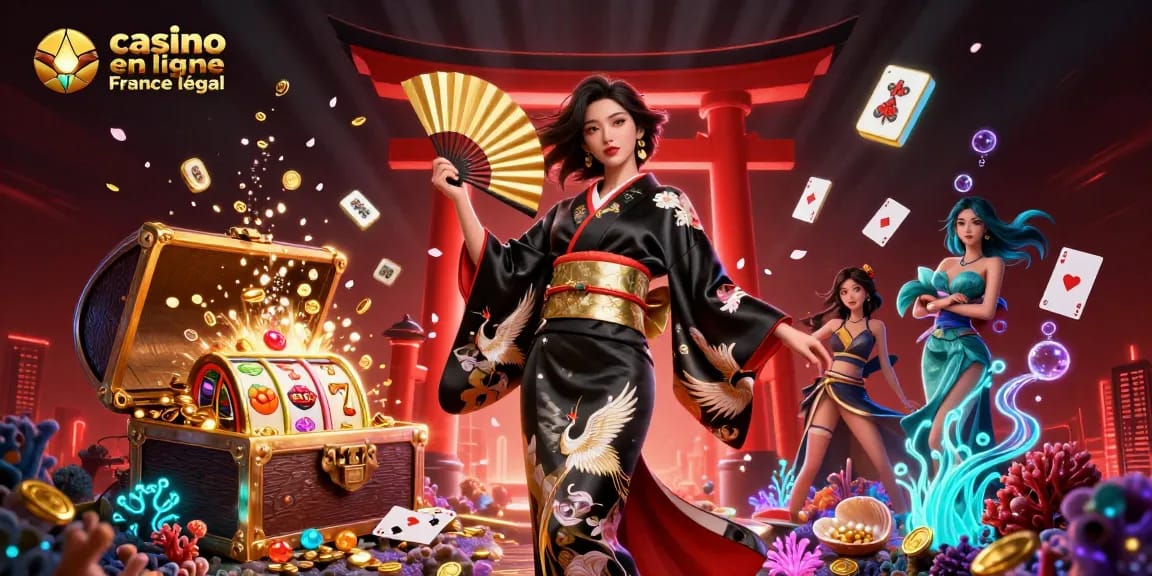 Découvrez l'attrait d'un casino en ligne France légal avec des éléments de jeu vibrants et des visuels riches.