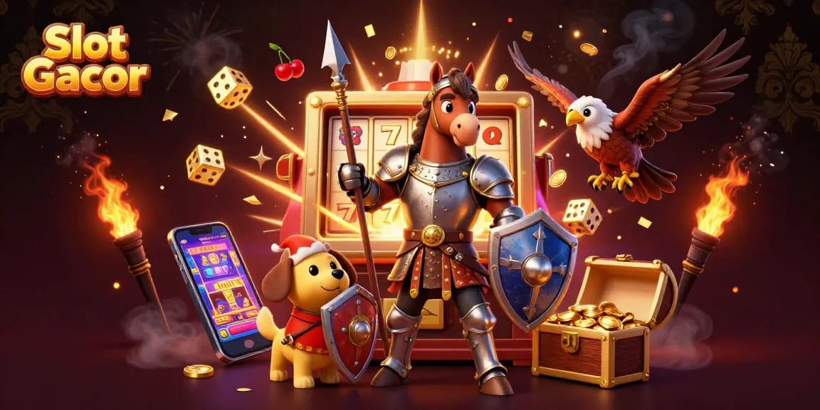 Experience the thrill of Slot Gacor with vibrant cartoony knights and jackpot excitement.