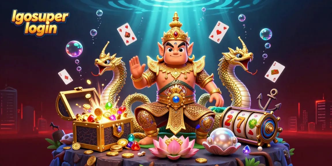 Experience the excitement of lgosuper login with a vibrant casino scene filled with characters and games.