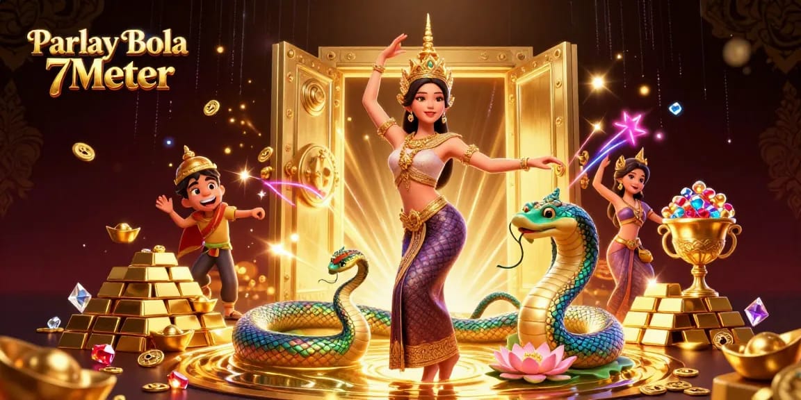 Engage with the thrill of Parlay Bola 7Meter in a vibrant, dynamic 3D casino scene.