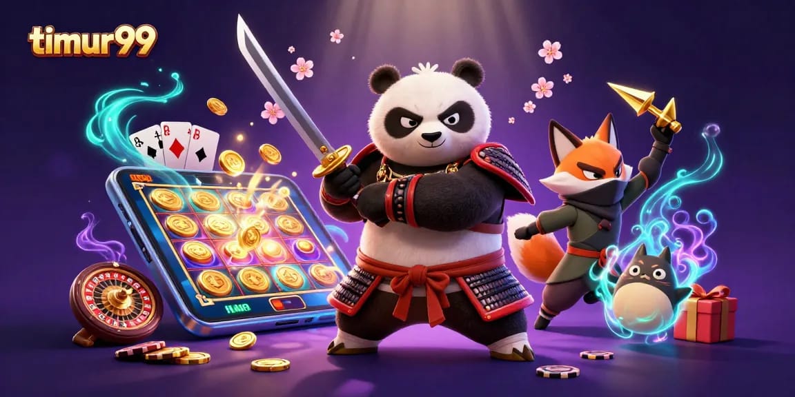 Win big with timur99 in a vibrant casino-themed 3D illustration featuring exciting game elements.
