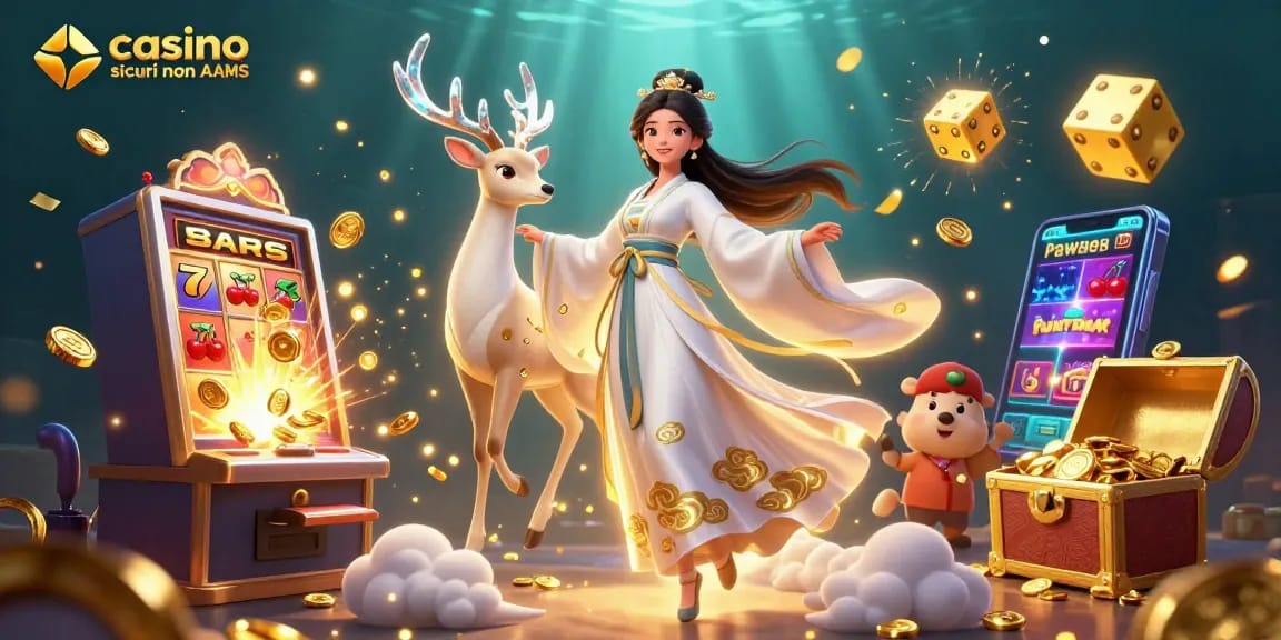 Vivi un'avventura emozionante nei casinò sicuri non AAMS con coinvolgenti visuali 3D di giochi, simboli e personaggi.