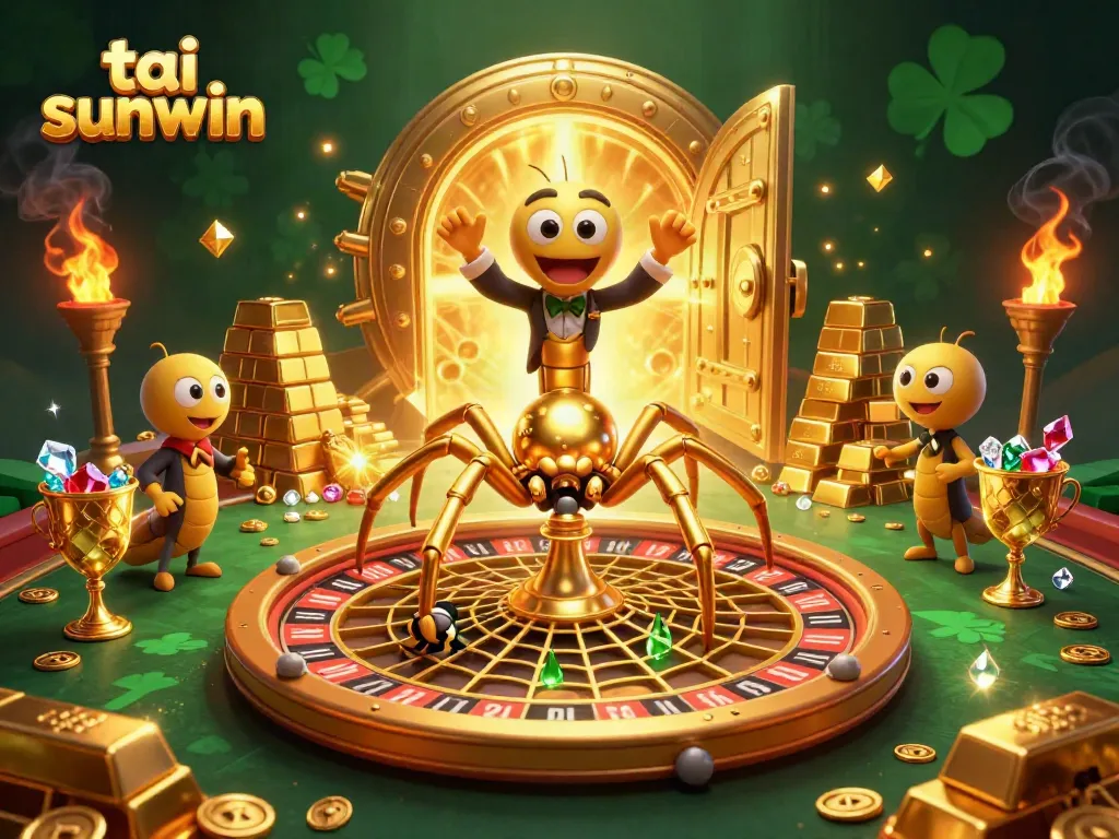Place bets with excitement as tai sunwin's roulette wheel spins with gems and gold.