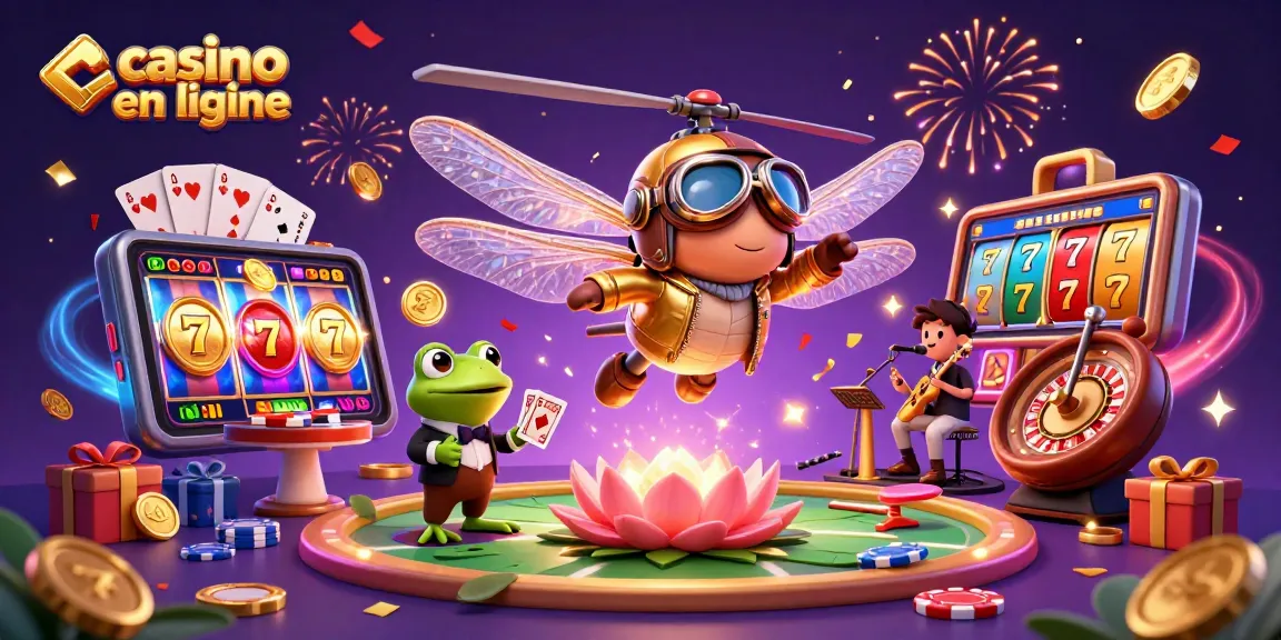 Gagnez avec des jeux captivants au casino en ligne, animé par un dragon volant, un croupier, et un orchestre.