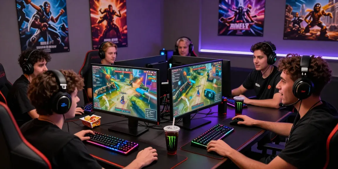 rokok88 link login: Gamers in dynamic online battle with vibrant graphics and immersive setup