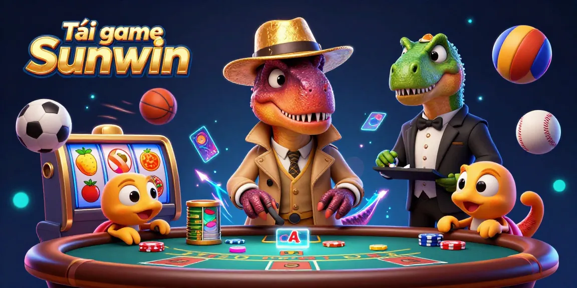 Tải game Sunwin and enjoy thrilling blackjack with animated cartoon dinosaurs at the casino.