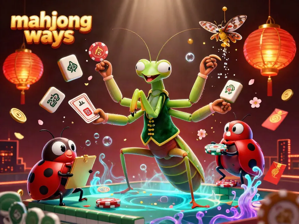 Engage with mahjong ways through a vibrant casino-themed scene featuring unique characters and elements.