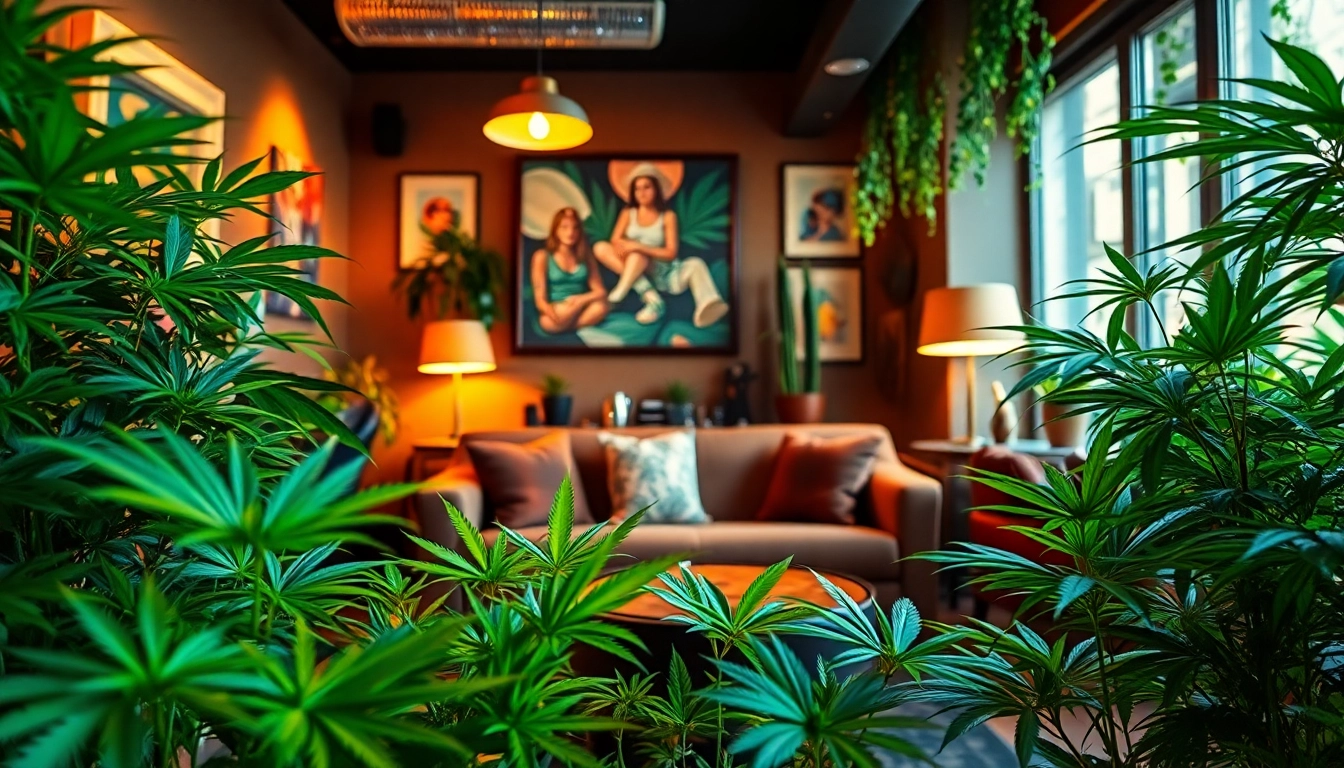Guests enjoying a relaxed atmosphere at Green Guyz Cannabis Club Madrid: highlights vibrant lounge interior.
