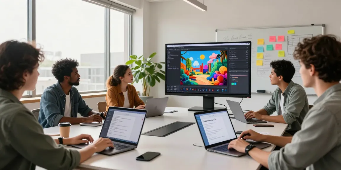 Diverse team collaborating with Nano Banana Pro AI image editor, showcasing creativity and innovation in a modern tech workspace.