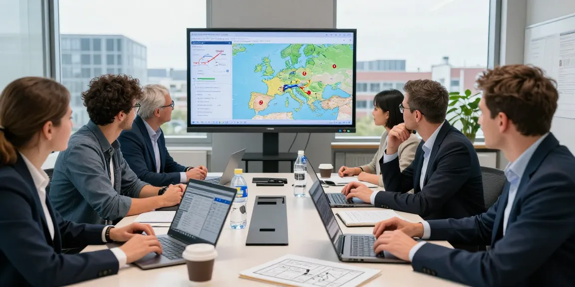 Speditionen in Dortmund - Team von Logistikexperten bei der Planung internationaler Transporte.