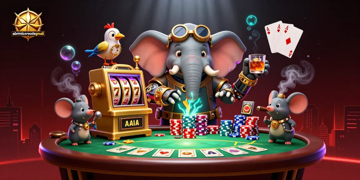 Experience thrilling gaming with abrirmicorreodegmail featuring a steampunk elephant at a vibrant slot machine.