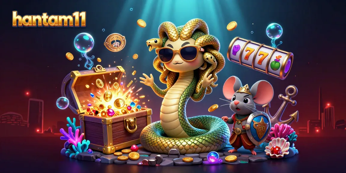 Win big with hantam11 in this vibrant 3D illustration of online casino excitement.
