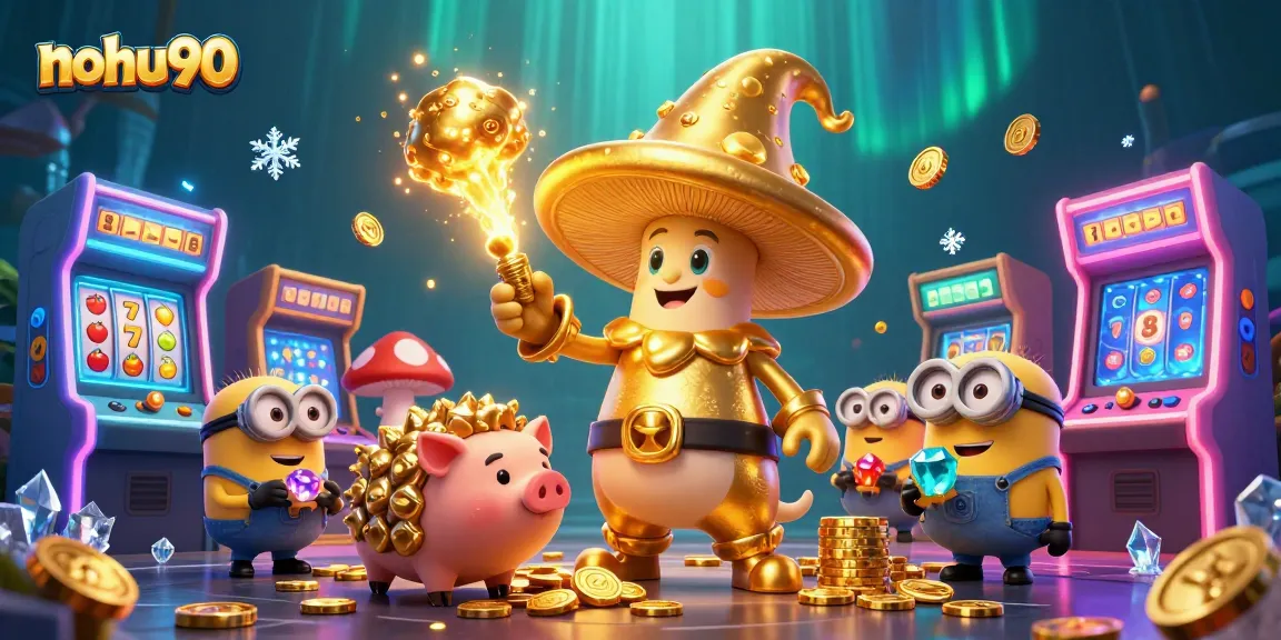 Win big with nohu90 at our vibrant casino featuring golden treasures and magical elements.