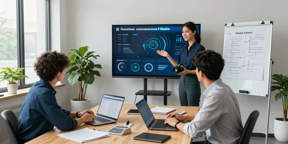 Collaboration among IT professionals providing it support for small businesses in a modern office.