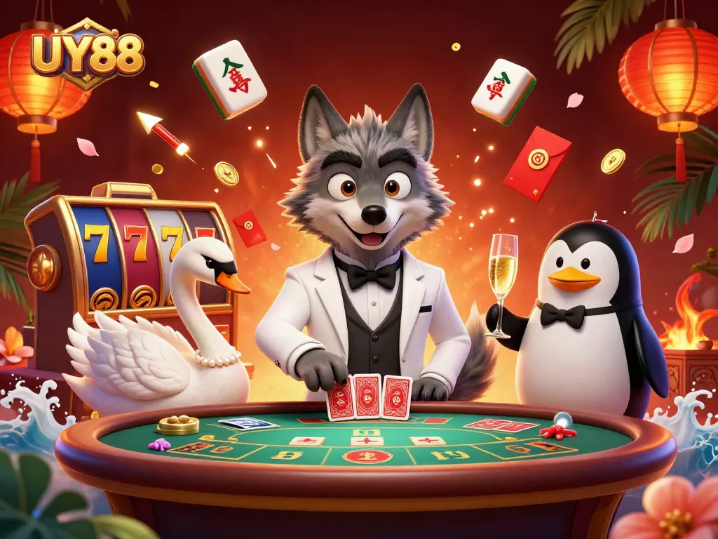Experience the vibrant excitement of UY88 casino with a rich illustration featuring our iconic characters.