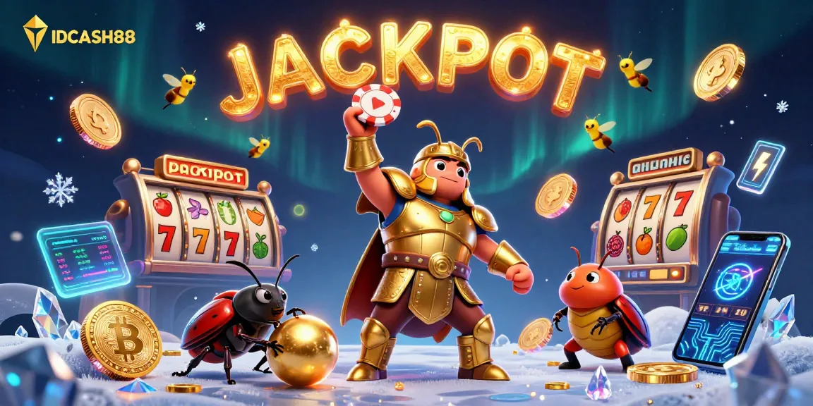 Spin to win at IDCASH88 with vivid gaming action featuring beetles and jackpot excitement.
