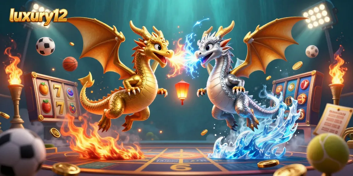 Experience luxury12 with engaging action from gold and silver dragons in a vibrant gaming scene.