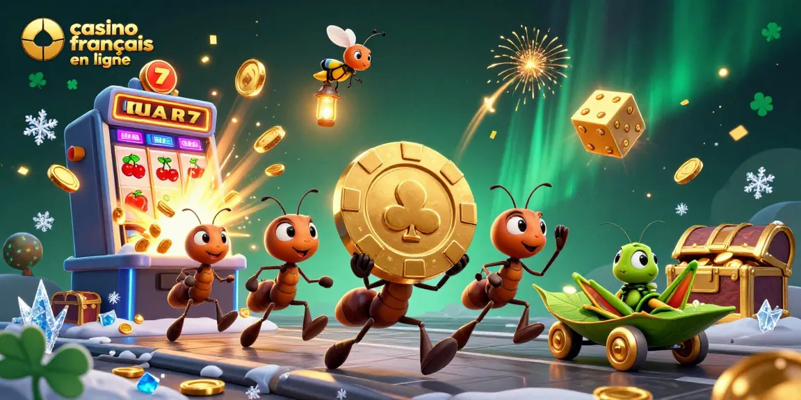 Jouer au casino français en ligne avec des personnages animés dans une scène dynamique et colorée.