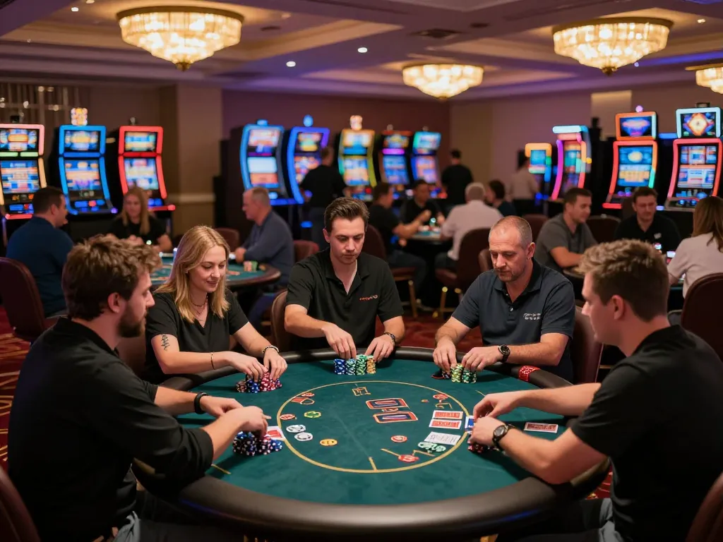 Experience the excitement at the best widget store with players engaged in strategic poker gameplay.