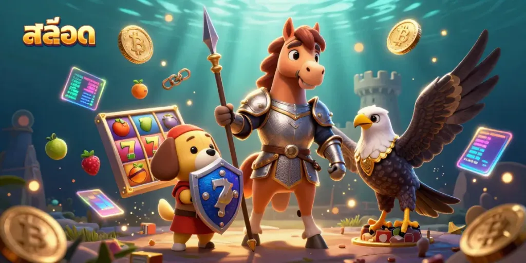 Spin slots and win with exciting gameplay in this vibrant สล็อต illustration.