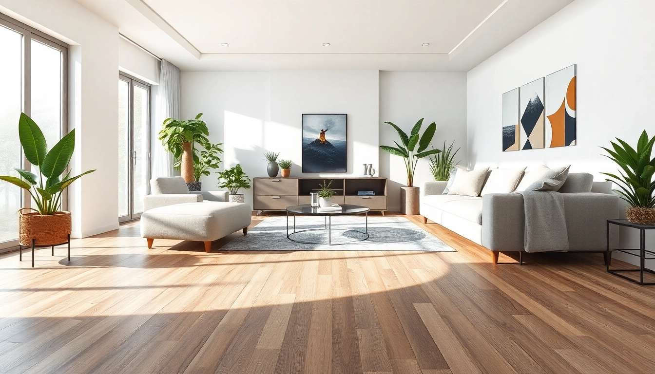 Discover waterproof LVP flooring in a modern, beautifully designed living room.