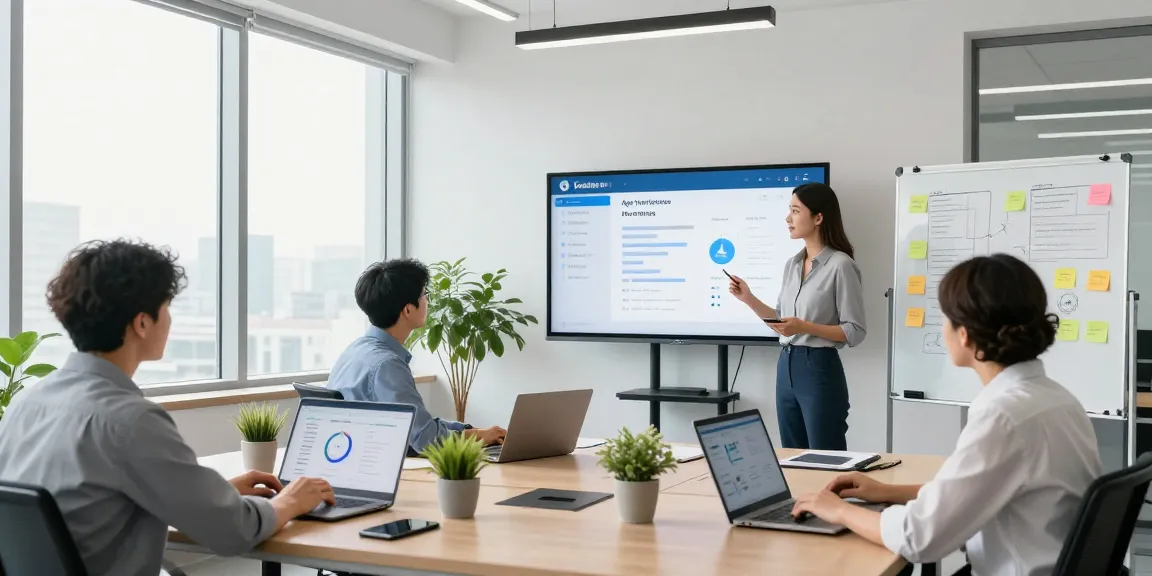 A diverse team discussing an age verification system in a modern workspace filled with tech tools and compliance charts.