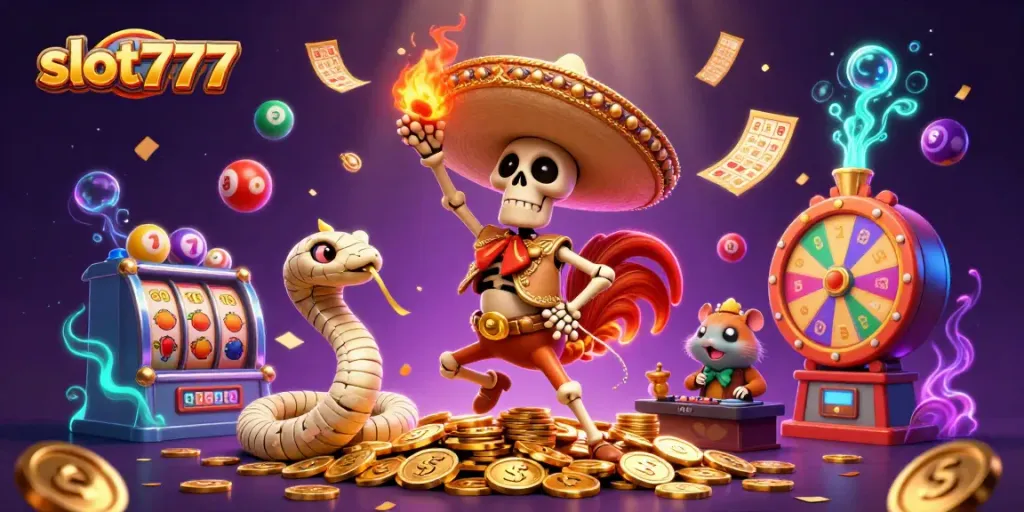 Raih jackpot dalam permainan slot777 dengan keseruan skeleton dan karakter unik.