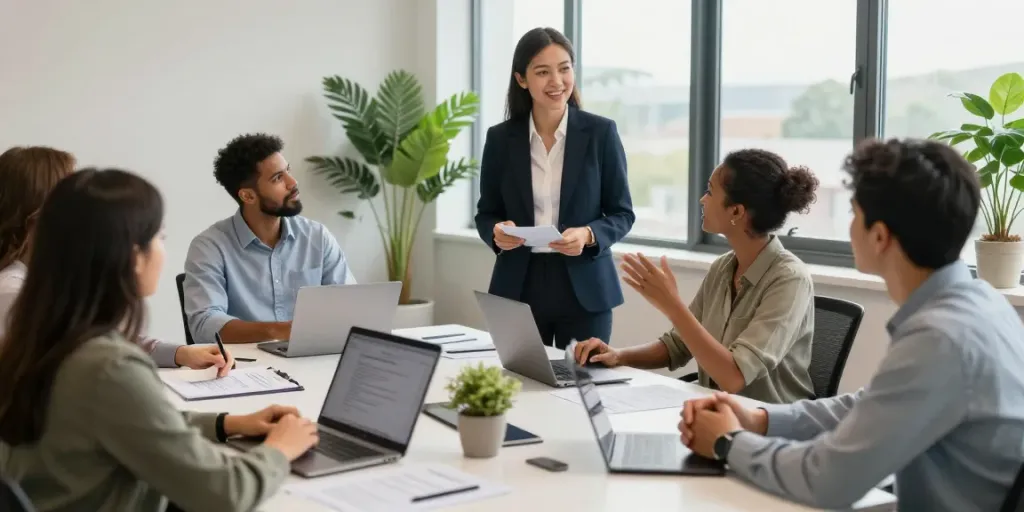Suriname recruitment scene showing diverse candidates engaging in interviews with a recruiter.