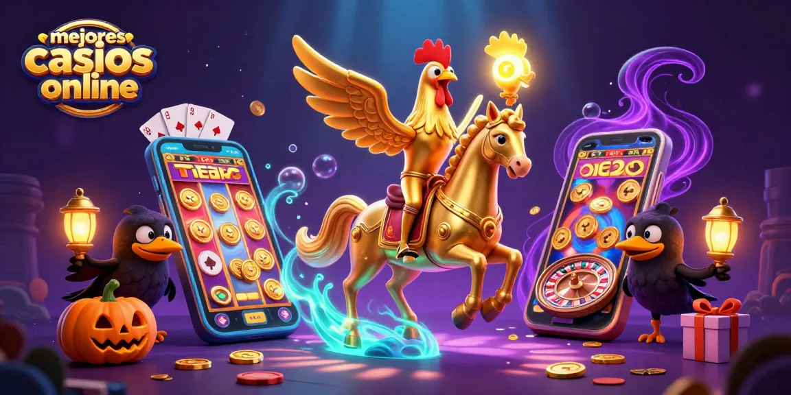 Juega en los mejores casinos online con esta ilustración vibrante de un gallo dorado en un casino.