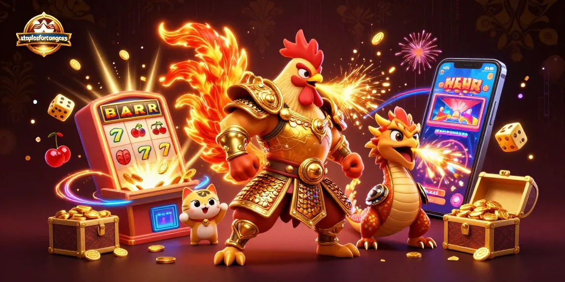 Menangkan jackpot terbaik di staplesforcongress dengan ilustrasi kartun 3D mengesankan yang menghadirkan pertempuran rooster dan naga!