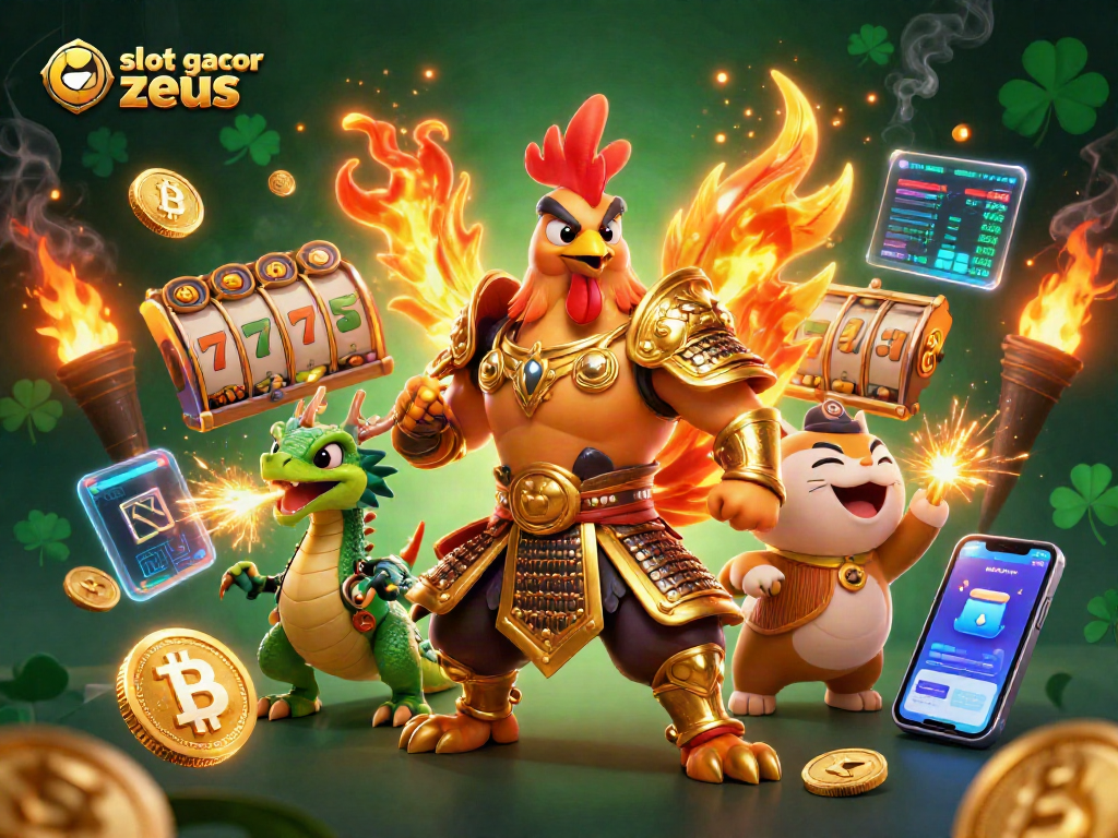 Engage with slot gacor zeus as a cartoon rooster warrior and dragon hatchling celebrate gaming and crypto.