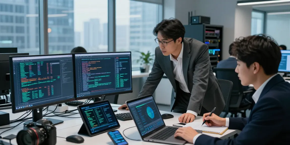 Investigative team working to recover stolen cryptocurrency with data analytics tools in a modern office.