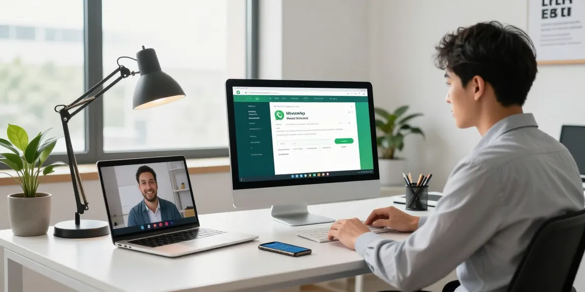 Engaging workspace featuring WhatsApp網頁版 on a desktop, highlighting collaboration and productivity.