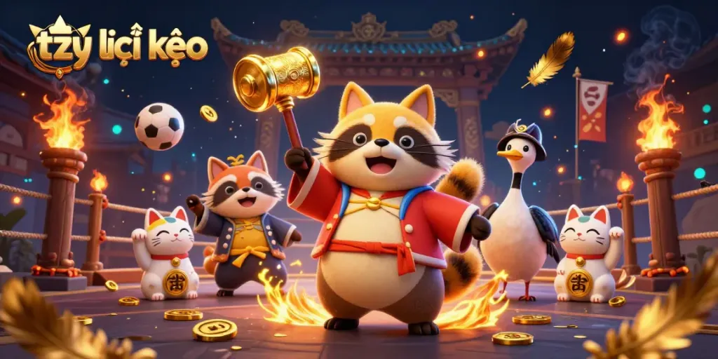 Experience thrilling tỷ lệ kèo betting action with joyful characters and dynamic elements in this vibrant illustration.
