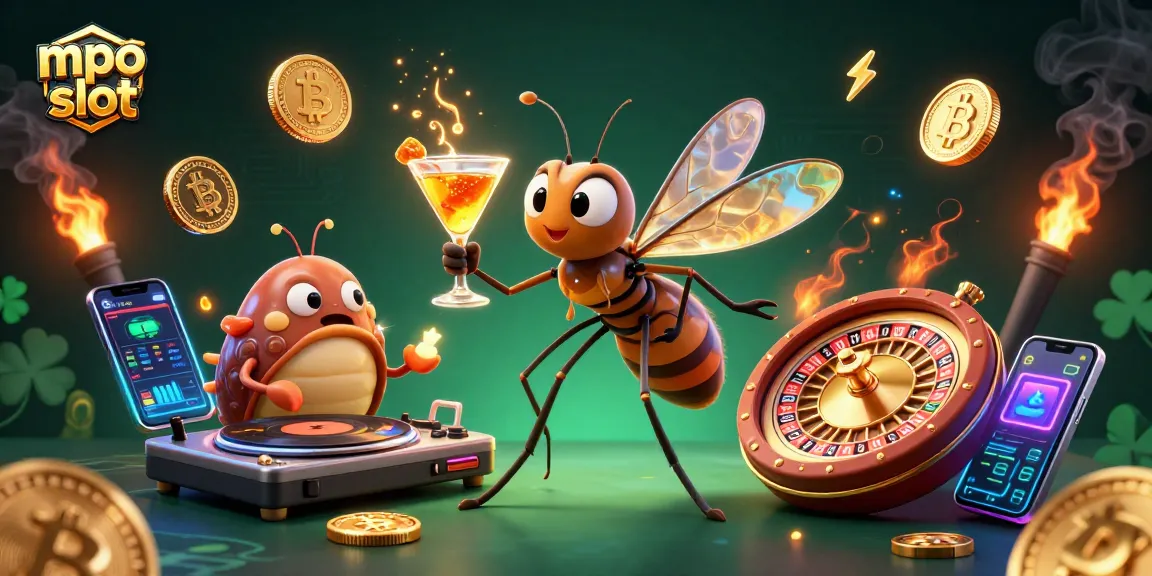 Engage in exciting gameplay with mpo slot featuring animated casino mascot and vibrant crypto elements.