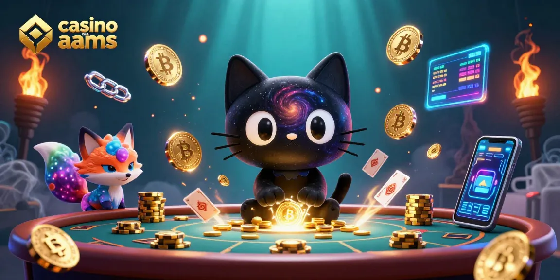 Gioca ai casino non AAMS con un gatto nero da buco nero e un compagno volpe, circondati da monete crypto.