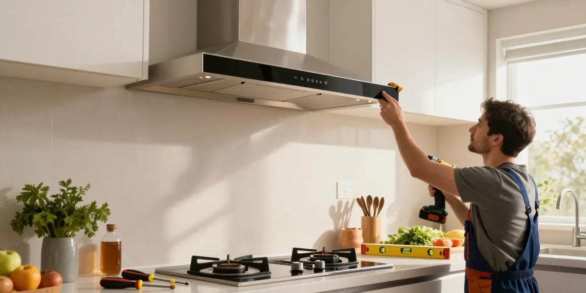 Range Hood Installation by a professional technician in a modern kitchen environment, ensuring precision and quality.