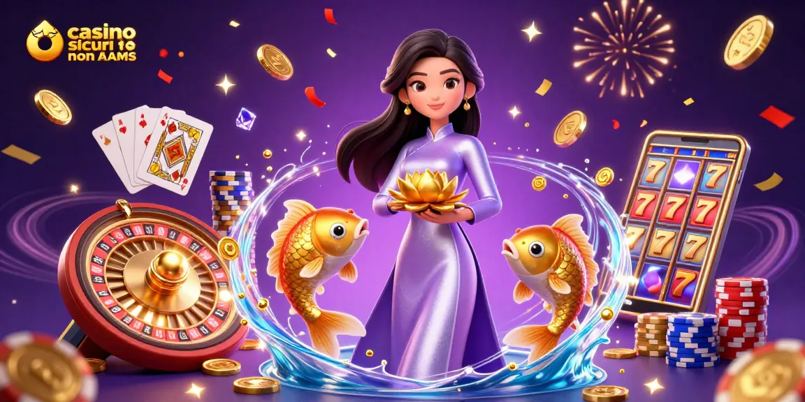 Vivi l'emozione del gioco nei casinò sicuri non AAMS con un'illustrazione 3D vibrante che presenta elementi immersivi.